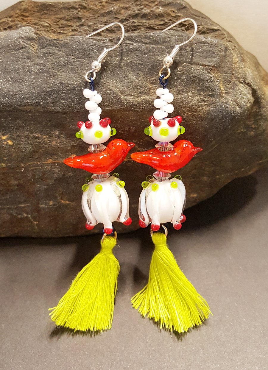 Hand crafted bird earrings made in the UK