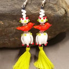 Hand crafted bird earrings made in the UK