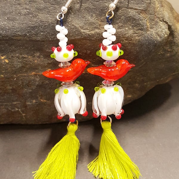 Hand crafted bird earrings made in the UK