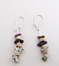 Healing Crystal Earrings Black Obsidian,Dalmatian Jasper Stone,Tigers Eye  - Image 4