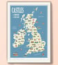 Castles of Britain and Ireland map poster A2 - Image 3