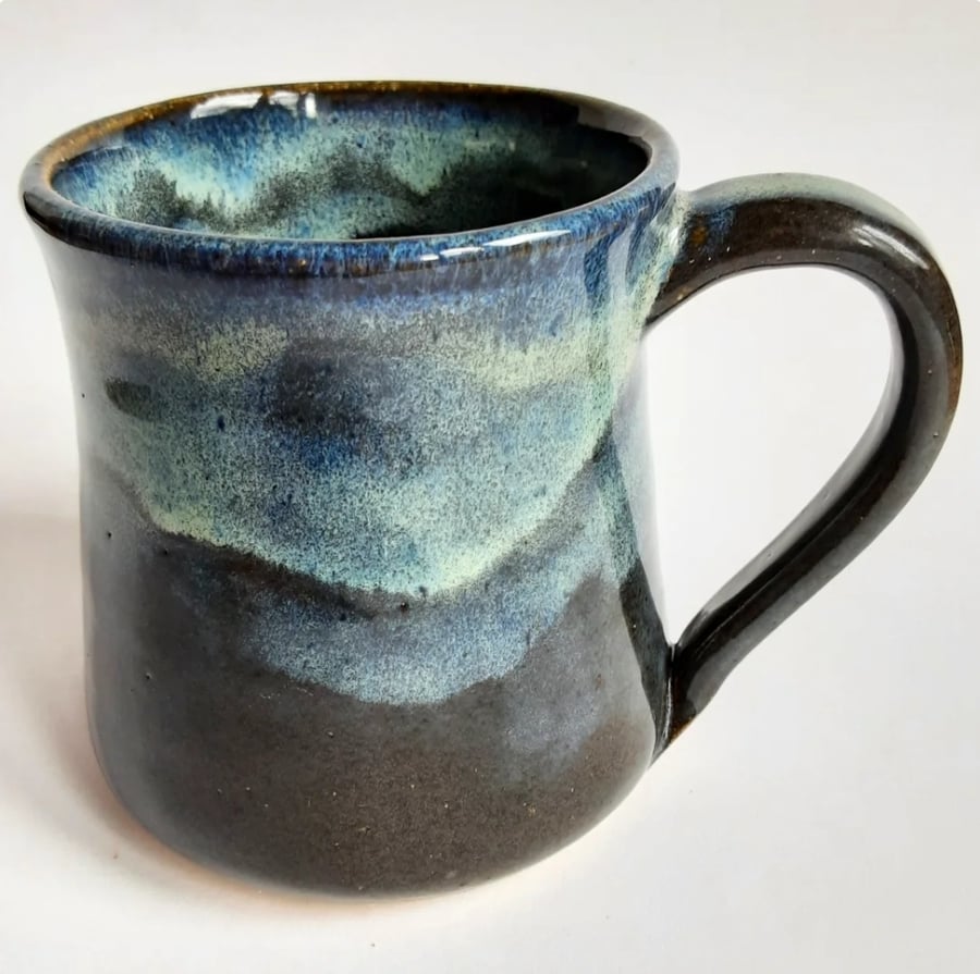 Blue Glazed Mug - Hand Thrown Stoneware Ceramic Mug 