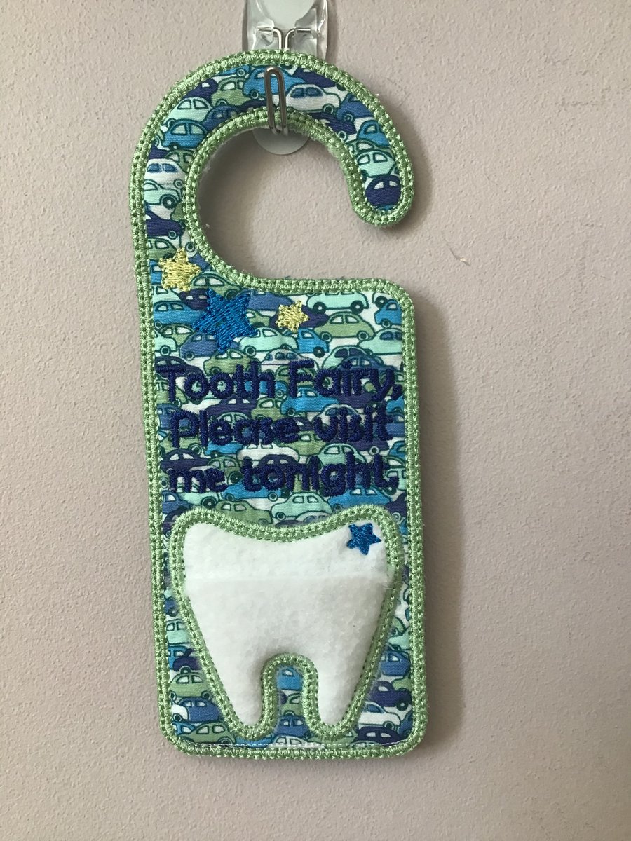 Tooth fairy door hanger in blue