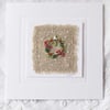 HAND EMBROIDERED CHRISTMAS CARD  FOLIAGE WREATH  