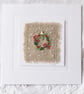 HAND EMBROIDERED CHRISTMAS CARD  FOLIAGE WREATH   - Image 1