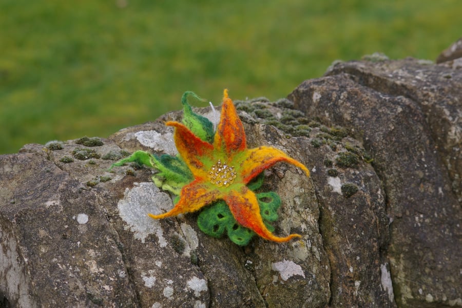 Handmade felted wool brooch