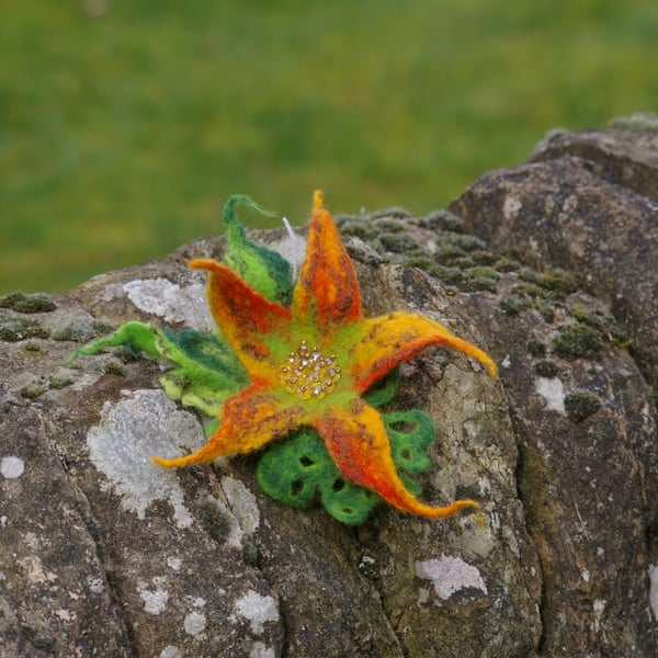 Handmade felted wool brooch