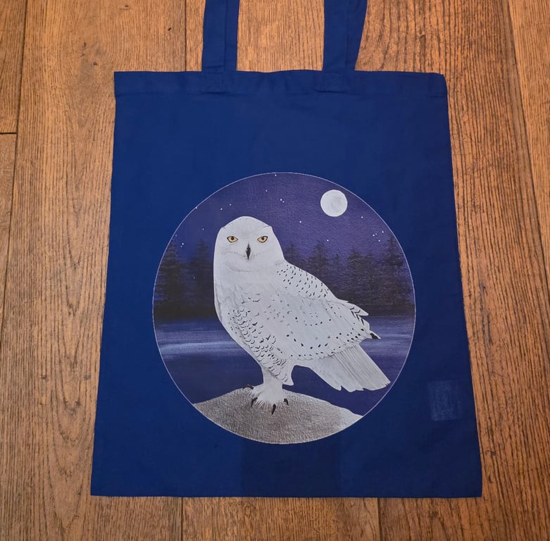 Snowy Owl Recycled Cotton Tote Bag 