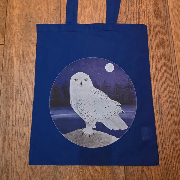 Snowy Owl Recycled Cotton Tote Bag 
