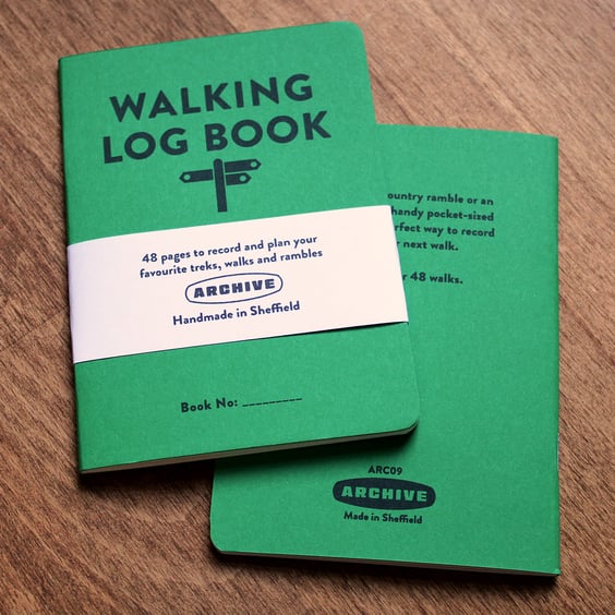 Single A6 ‘Walking’ pocket log book with typographic design cover