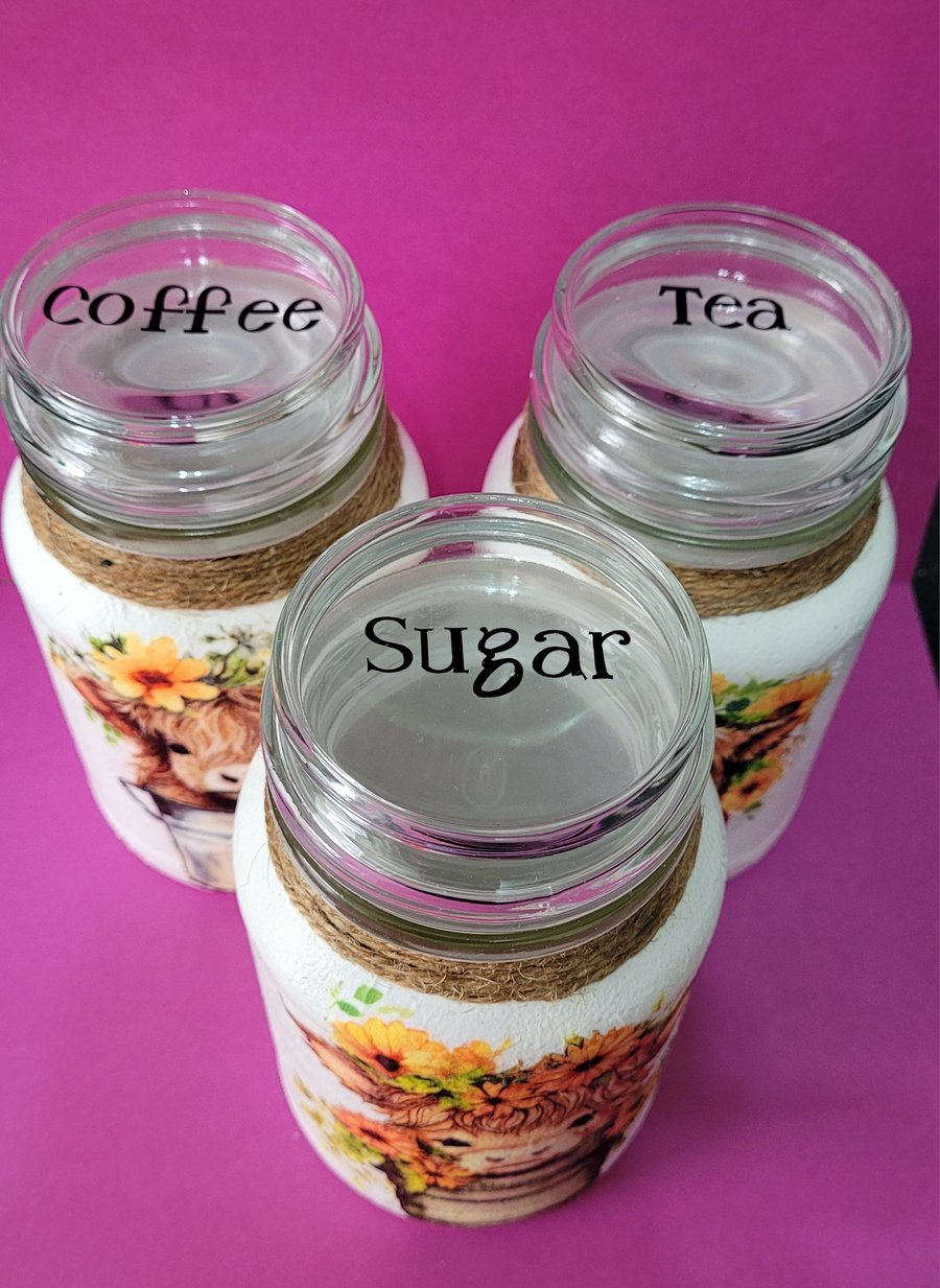 Highland cow coffee tea sugar set