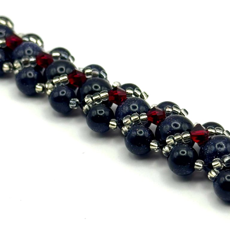 Goldstone & Preciosa Crystal Bracelet – Handmade Sparkly Beaded Jewellery