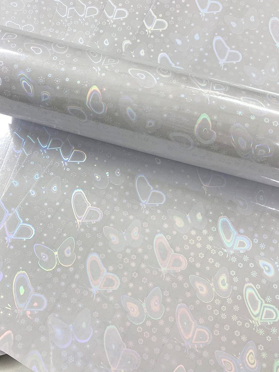 10 Sheets Self Adhesive Butterfly Transparent Holographic Vinyl Overlay Sheets S