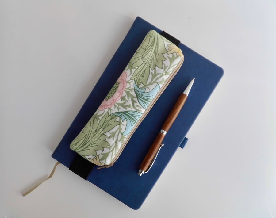  Elasticated pencil case for cover of book diary journal Myrtle fabric