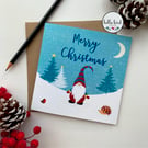 Cute Gonk Christmas Card - Festive Gnome 