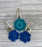 Set of 3 flower hair clips, girls hair slides in blue - Image 4
