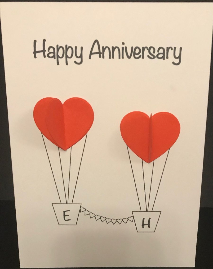 Hot Air Anniversary - Personalised Anniversary Card