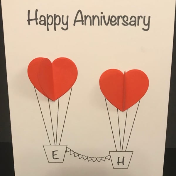 Hot Air Anniversary - Personalised Anniversary Card