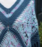 Petrol and Blue Mix Crochet Poncho - Design A542 - Image 9