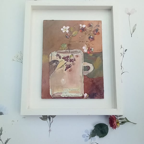 Original painting 'autumn berries and bird'