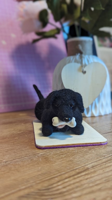 Needle felted black Labrador