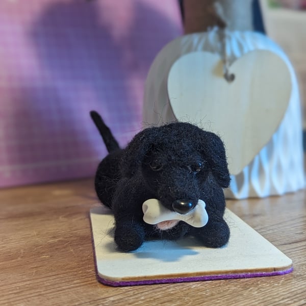 Needle felted black Labrador