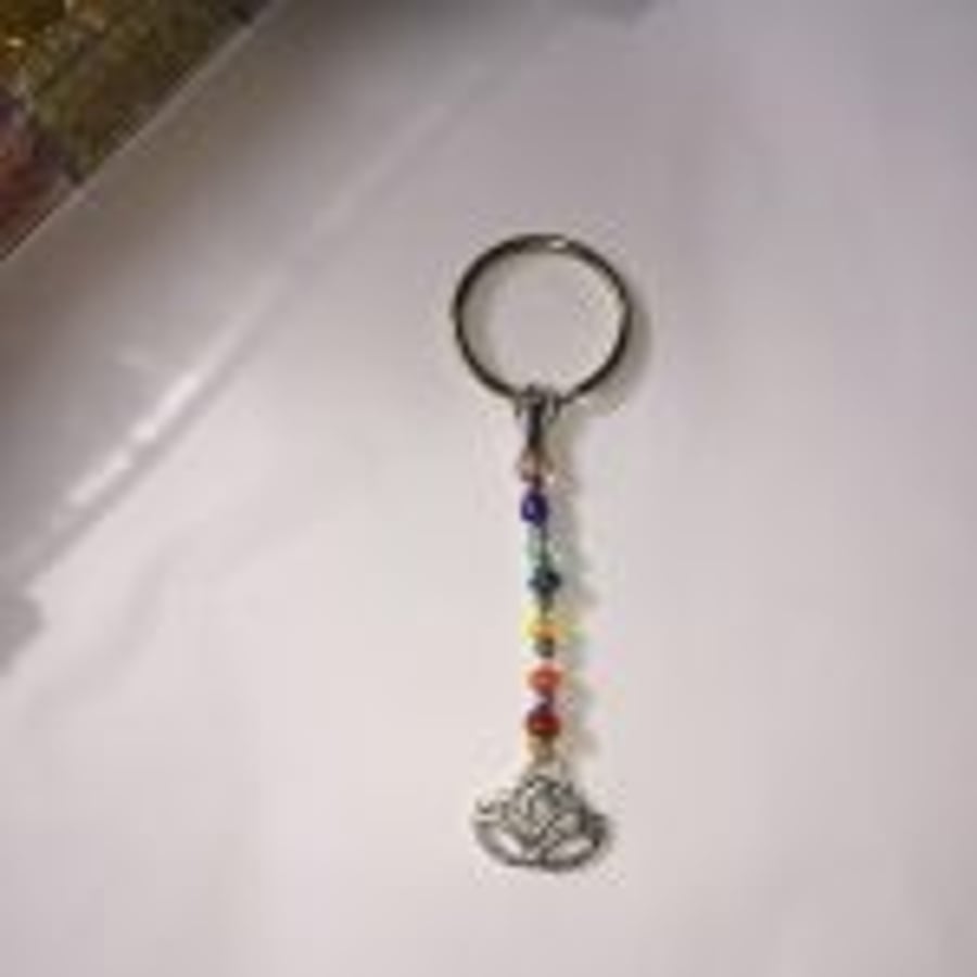 Chakra key ring with lotus flower