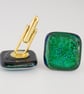 Dark Teal Glass Cufflinks - 4059 - Image 1