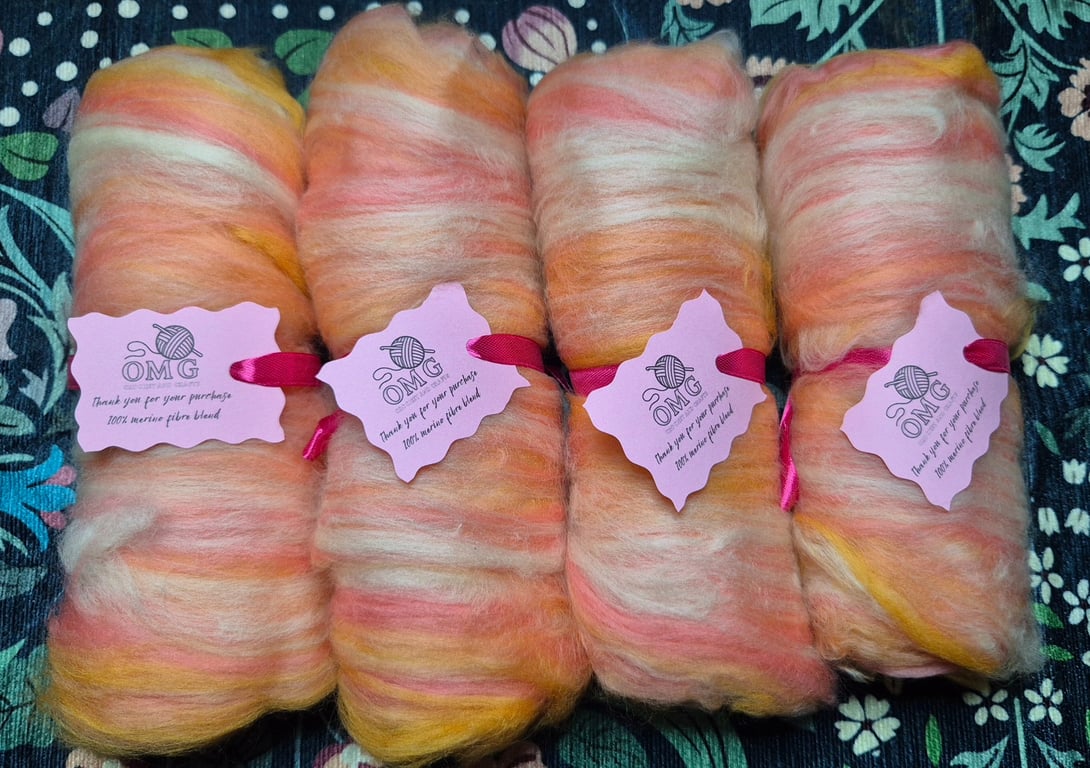 100g Hand Carded Merino Fibre Batts