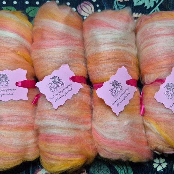 100g Hand Carded Merino Fibre Batts