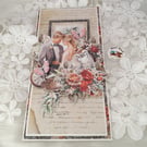 Handmade wedding card vintage style romantic couple. (200)