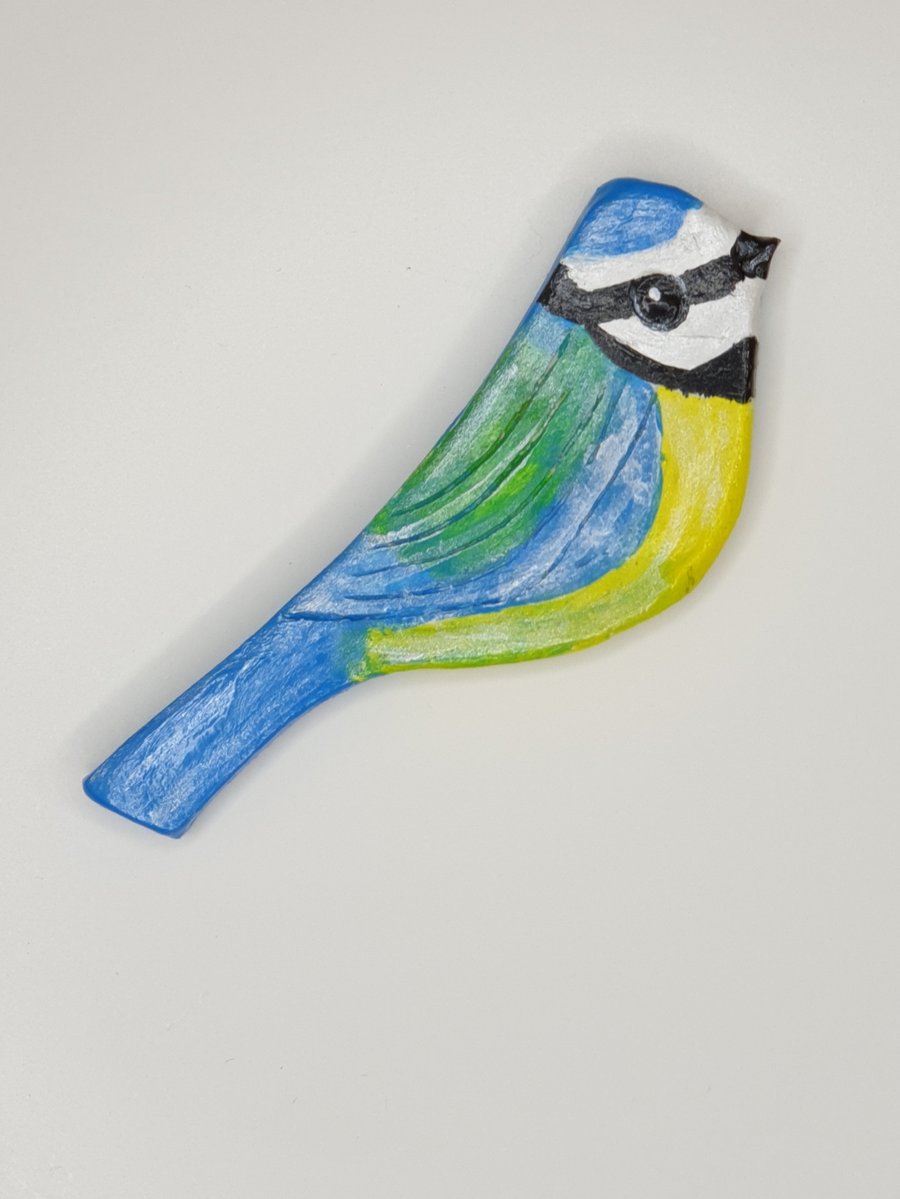 Bluetit clay garden bird fridge magnet, gift for a bird lover, letterbox gift