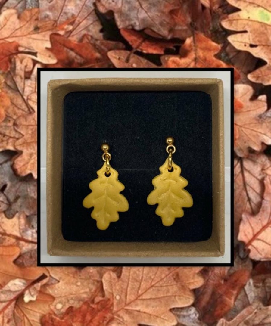 Fallen oak leaves lightweight clay earrings