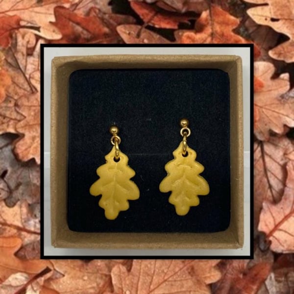 Fallen oak leaves lightweight clay earrings