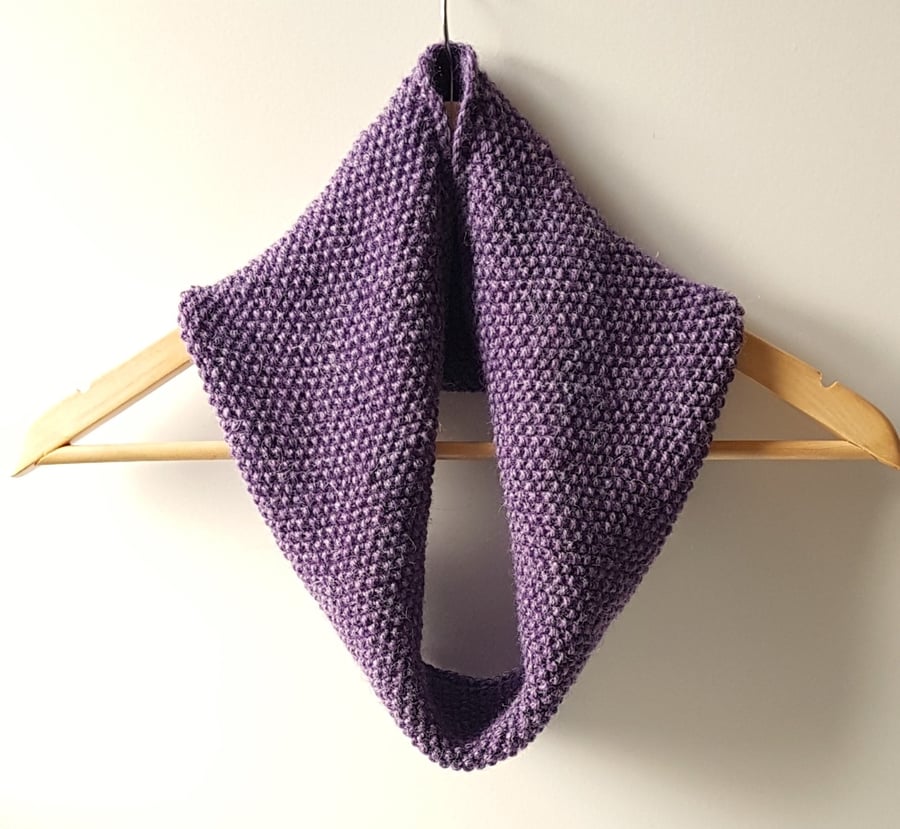 Cowl Infinity Scarf in Purple Heather Alpaca Wool