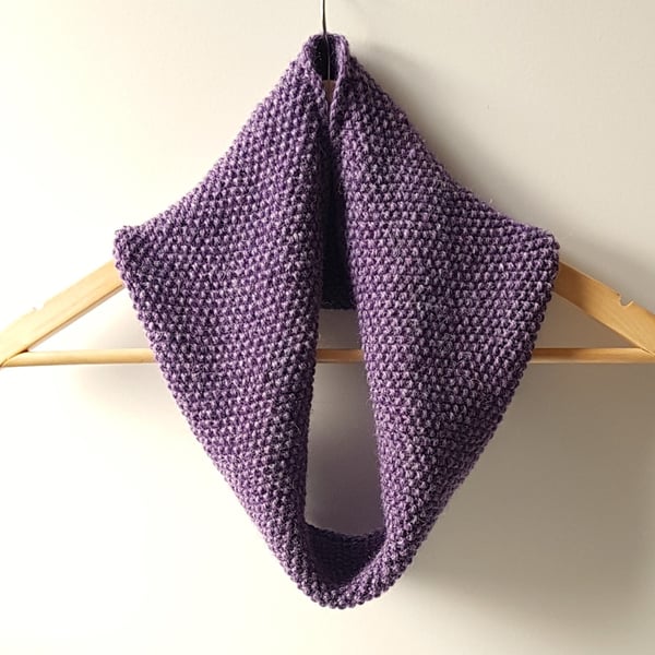 Cowl Infinity Scarf in Purple Heather Alpaca Wool