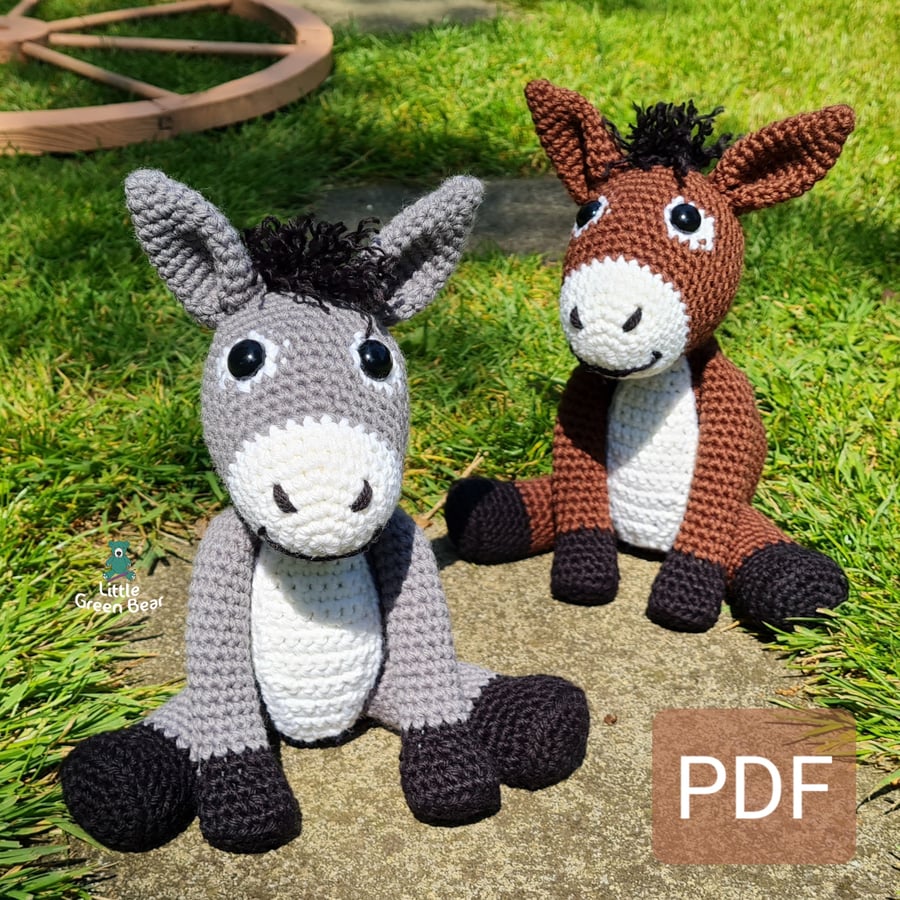 Dennis the Donkey Crochet Pattern, Donkey Amigurumi Pattern