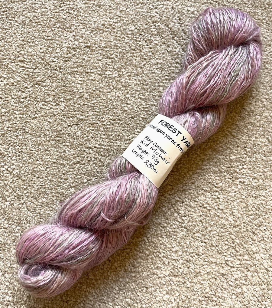 HANDSPUN KID MOHAIR, HAND DYED, 73g