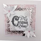 Handmade Christmas Card - Christmas Wishes, Soft Blush 5x5 
