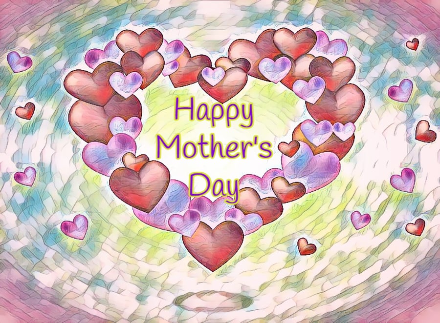 Happy Mother's Day Heart Card A5