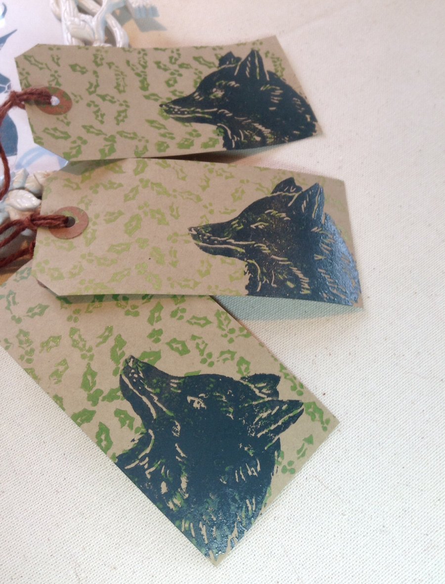Hand printed Fox Gift Tags