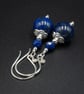 Lapis Lazuli Karen Hill tribe silver gemstone earrings Sagittarius gift - Image 1