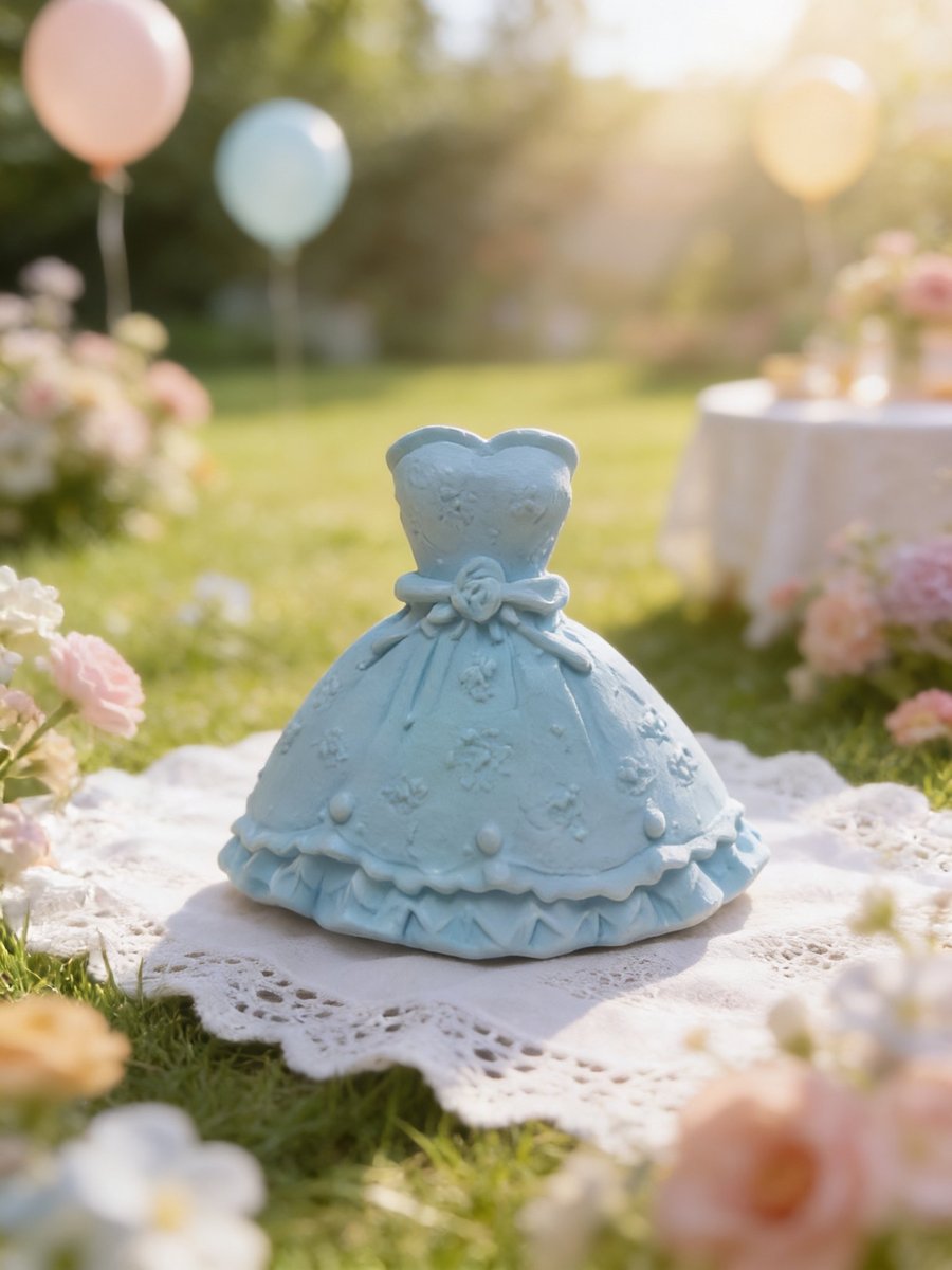 Miniature Cinderella Blue Ballgown Fridge Magnet – Handmade Clay Keepsake