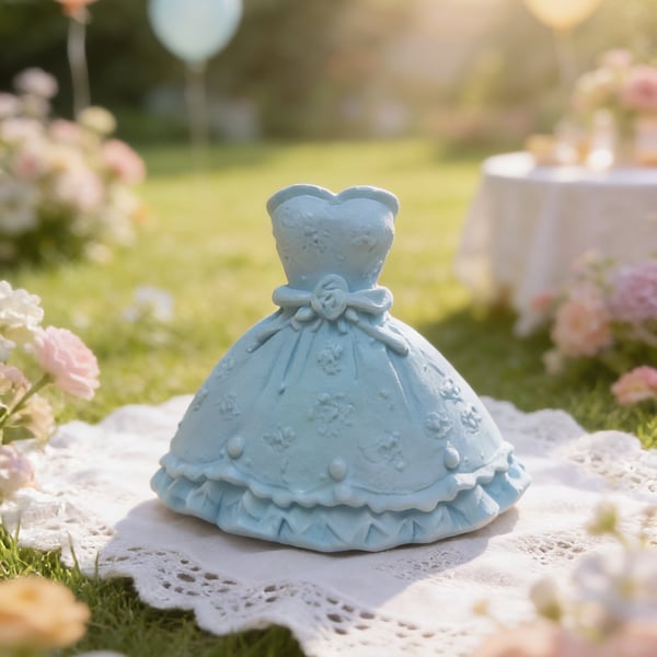 Miniature Cinderella Blue Ballgown Fridge Magnet – Handmade Clay Keepsake