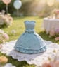 Miniature Cinderella Blue Ballgown Fridge Magnet – Handmade Clay Keepsake