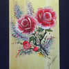 aceo SFA original watercolour miniature roses painting