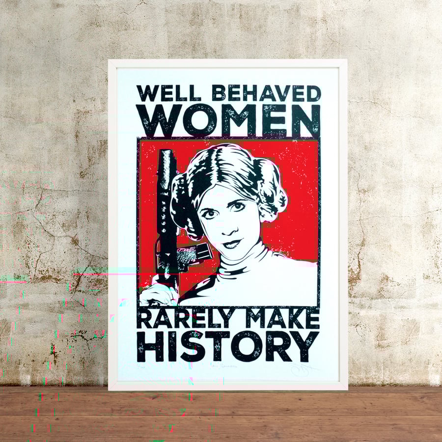 Star Wars Princess Leia 'Well Behaved' (Large) Hand Pulled Screen Print