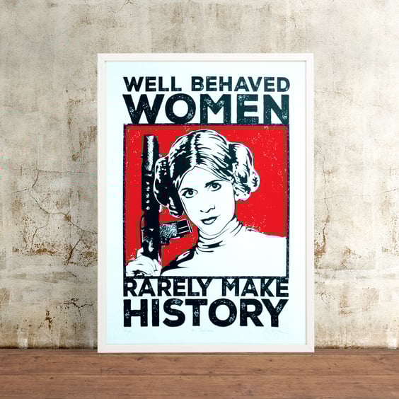 Star Wars Princess Leia 'Well Behaved' (Large) Hand Pulled Screen Print