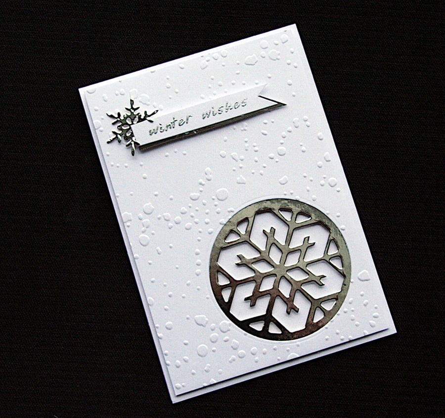 Silver Snowflake Wishes - Handcrafted Christmas Card - dr21-0047