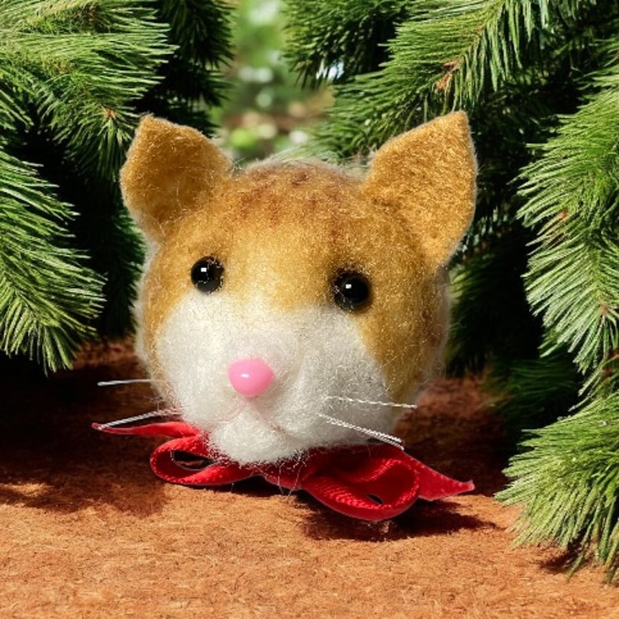 Needle felted cat bauble - Pale ginger